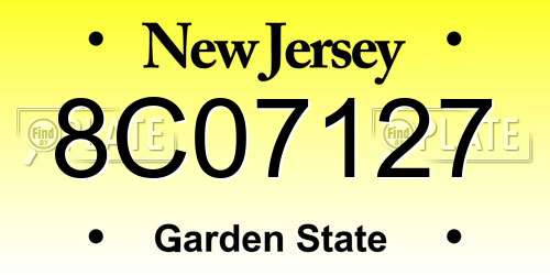 8C07127 New Jersey License Plate