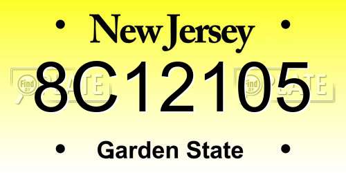 8C12105 New Jersey License Plate