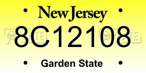 8C12108 New Jersey License Plate