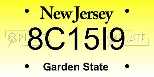 8C15I9 New Jersey License Plate