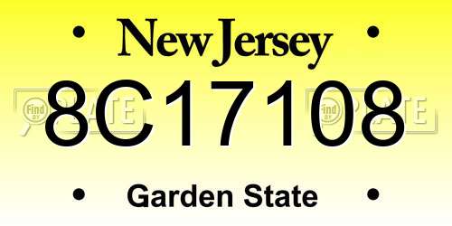 8C17108 New Jersey License Plate
