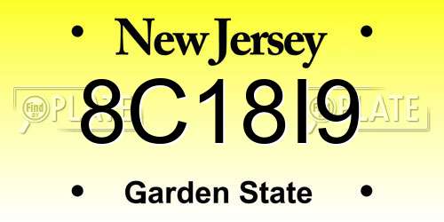 8C18I9 New Jersey License Plate