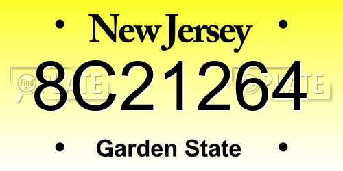 8C21264 New Jersey License Plate