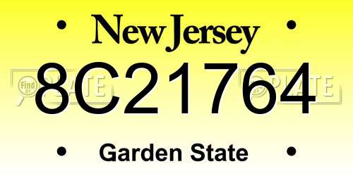 8C21764 New Jersey License Plate