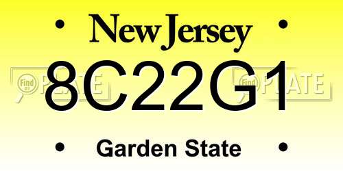 8C22G1 New Jersey License Plate