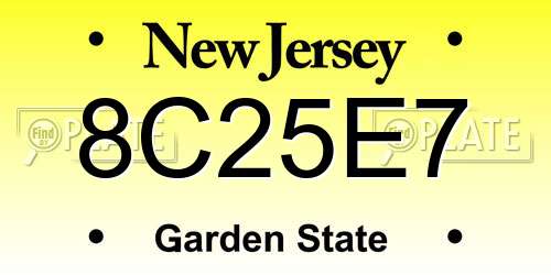 8C25E7 New Jersey License Plate