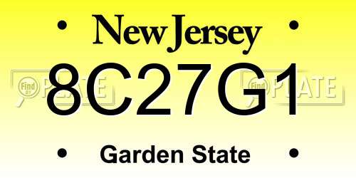 8C27G1 New Jersey License Plate