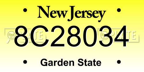 8C28034 New Jersey License Plate