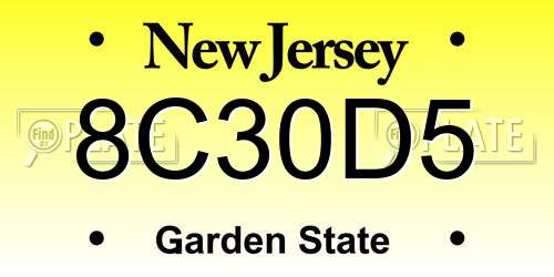8C30D5 New Jersey License Plate