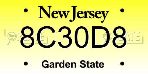 8C30D8 New Jersey License Plate