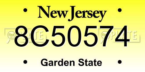 8C50574 New Jersey License Plate