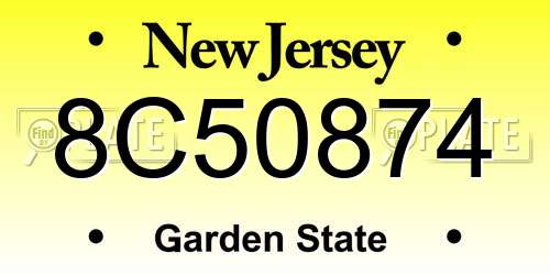 8C50874 New Jersey License Plate