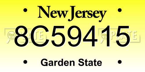 8C59415 New Jersey License Plate