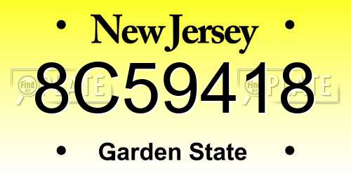 8C59418 New Jersey License Plate