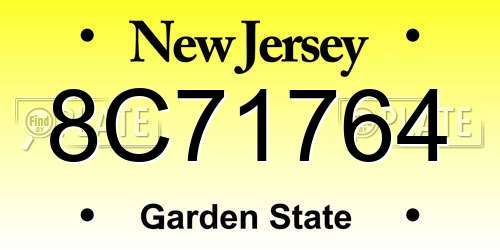 8C71764 New Jersey License Plate