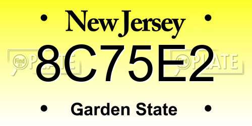 8C75E2 New Jersey License Plate