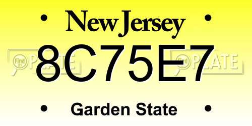 8C75E7 New Jersey License Plate