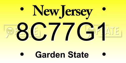 8C77G1 New Jersey License Plate
