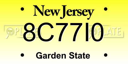 8C77I0 New Jersey License Plate