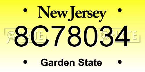 8C78034 New Jersey License Plate