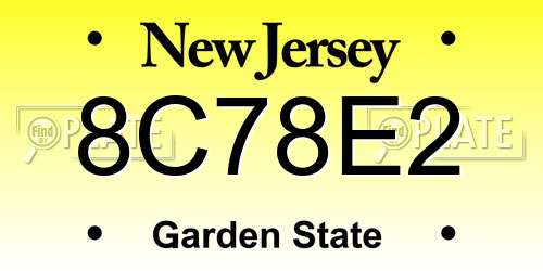 8C78E2 New Jersey License Plate