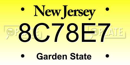 8C78E7 New Jersey License Plate