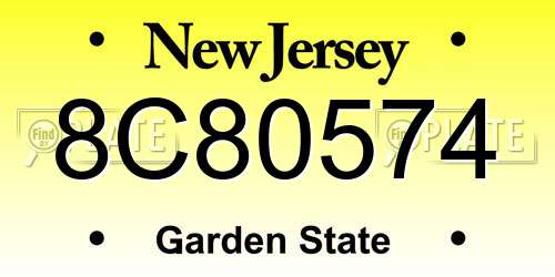 8C80574 New Jersey License Plate