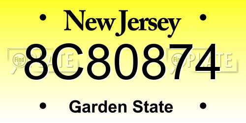 8C80874 New Jersey License Plate