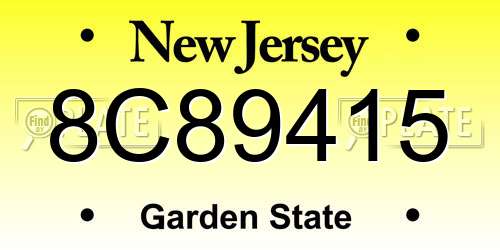 8C89415 New Jersey License Plate