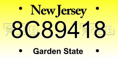 8C89418 New Jersey License Plate