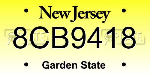 8CB9418 New Jersey License Plate
