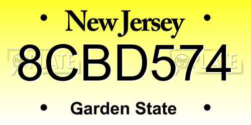 8CBD574 New Jersey License Plate