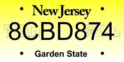 8CBD874 New Jersey License Plate