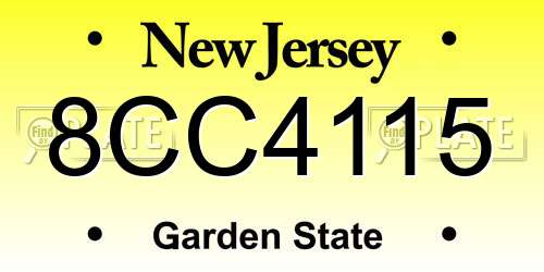 8CC4115 New Jersey License Plate
