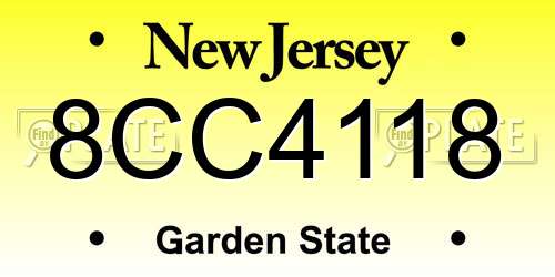 8CC4118 New Jersey License Plate
