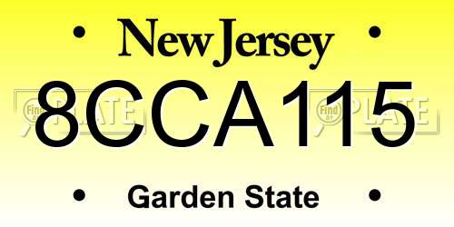 8CCA115 New Jersey License Plate