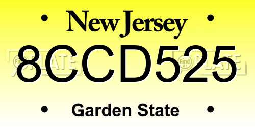 8CCD525 New Jersey License Plate