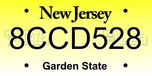 8CCD528 New Jersey License Plate