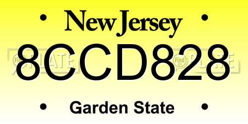 8CCD828 New Jersey License Plate