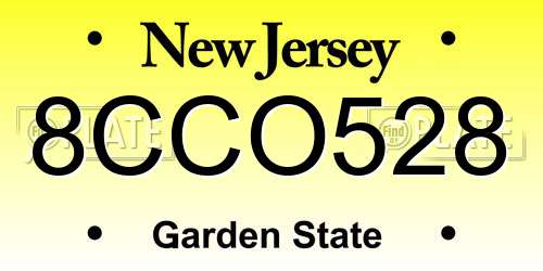 8CCO528 New Jersey License Plate