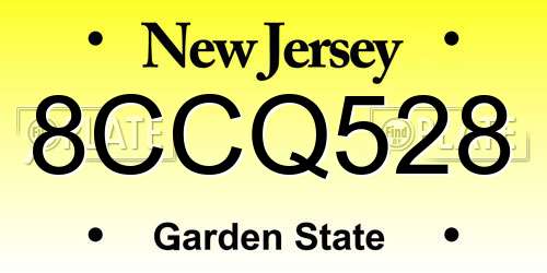 8CCQ528 New Jersey License Plate