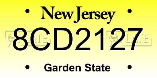 8CD2127 New Jersey License Plate