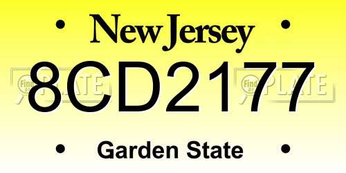 8CD2177 New Jersey License Plate