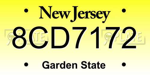 8CD7172 New Jersey License Plate