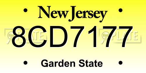 8CD7177 New Jersey License Plate