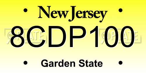 8CDP100 New Jersey License Plate