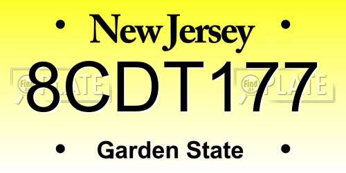 8CDT177 New Jersey License Plate