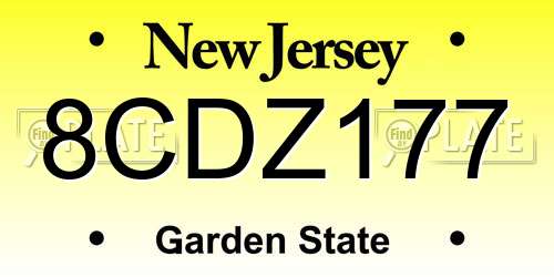 8CDZ177 New Jersey License Plate