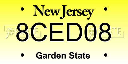 8CED08 New Jersey License Plate
