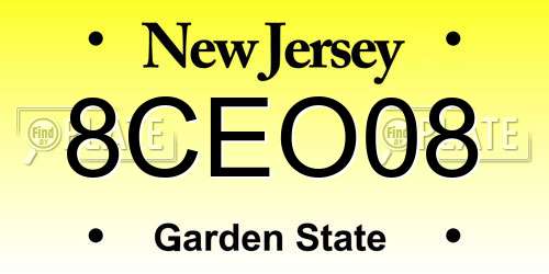 8CEO08 New Jersey License Plate